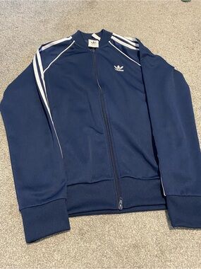 adidas Navy Track Jacket with White Stripes